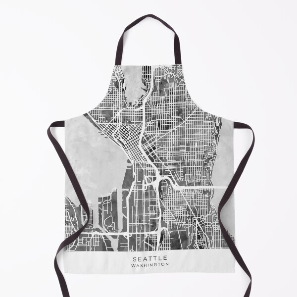 Aperçu de l'œuvre Carte des rues de Seattle Washington créée et vendue par ArtPrints.
