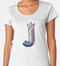 Crowned J Initial Women's Premium T-Shirt