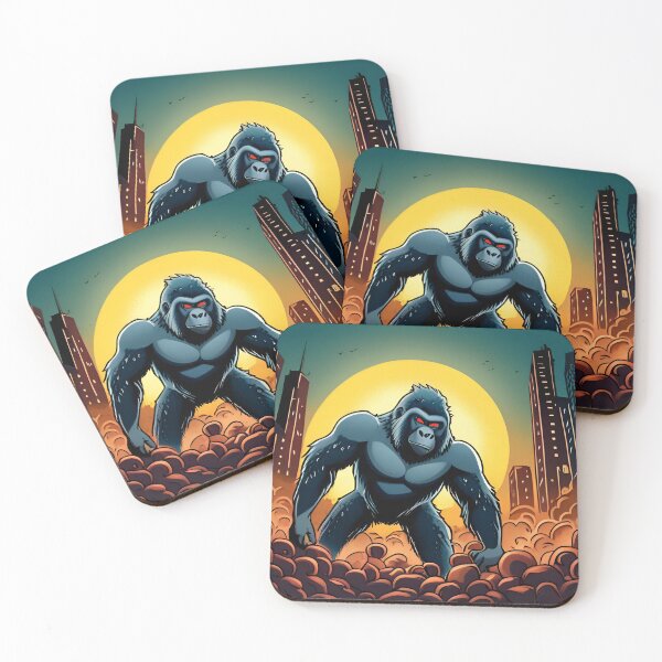 Item preview, Gorilla in the city at night with full moon. Vector illustration. designed and sold by LooperSDart.