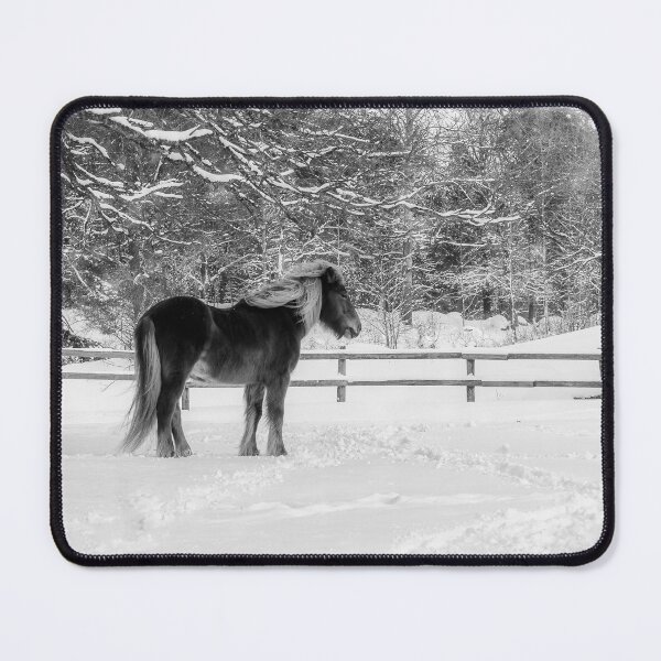 Item preview, Chestnut Horse in Winter Scene - Black & White designed and sold by Nicklas81.