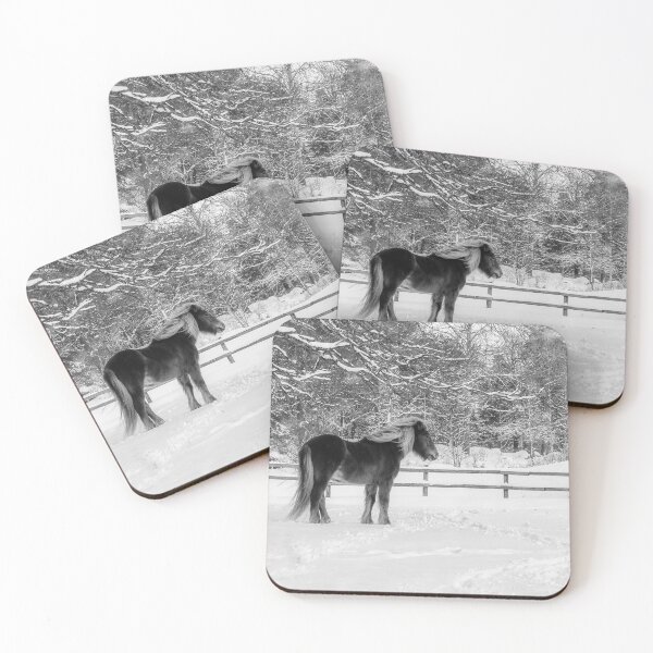 Item preview, Chestnut Horse in Winter Scene - Black & White designed and sold by Nicklas81.