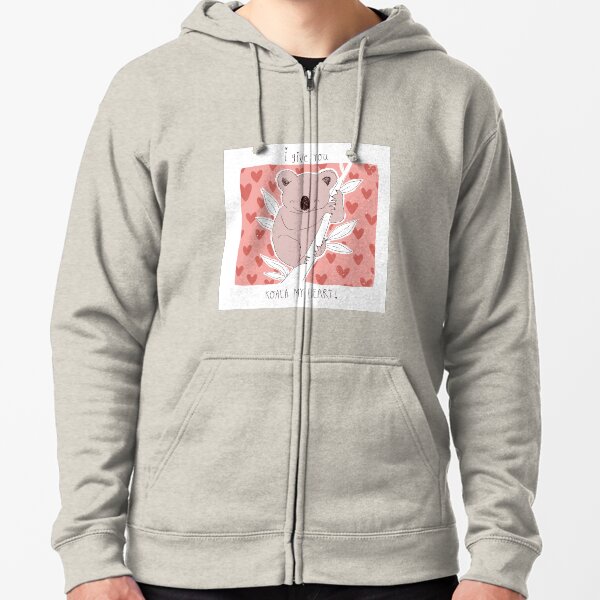 je te donne koala mon coeur Saint Valentin calembour Veste zippée à capuche
