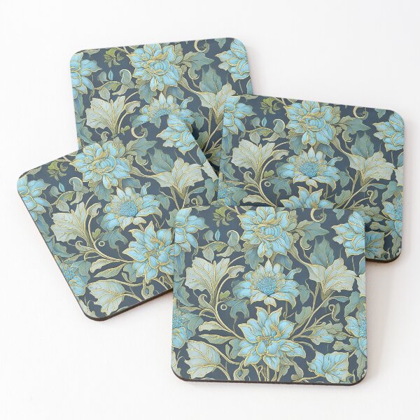 Aperçu de l'œuvre Fleurs sarcelle modernes de William Morris créée et vendue par Tamas Das.