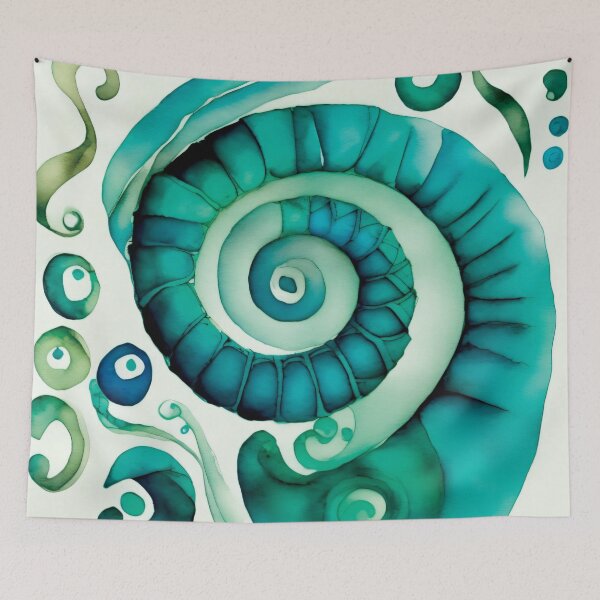 Item preview, Ocean Watercolor Spiral 003 designed and sold by ElectraW.