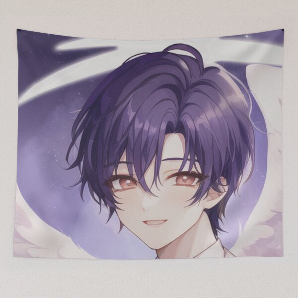 Item preview,  A smiling potrait of Astro Moonbin k pop idol with angel wings designed and sold by Kawaiishizz.