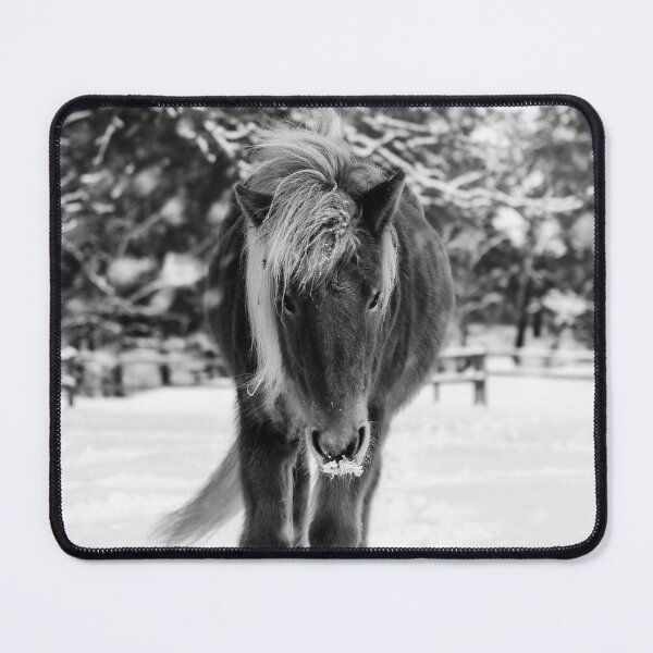 Item preview, Chestnut Horse in Snowy Winter Landscape - Black & White designed and sold by Nicklas81.