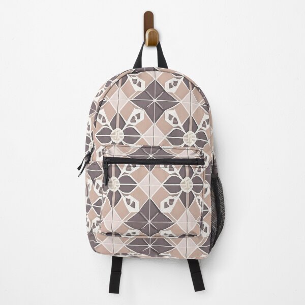 Item preview, Retro Tile Pattern Beige shades with Silver, modern plaid with flowers designed and sold by RetroTile.