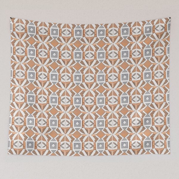 Item preview, Retro Tile Pattern Orange and little Brown with White and Silver designed and sold by RetroTile.