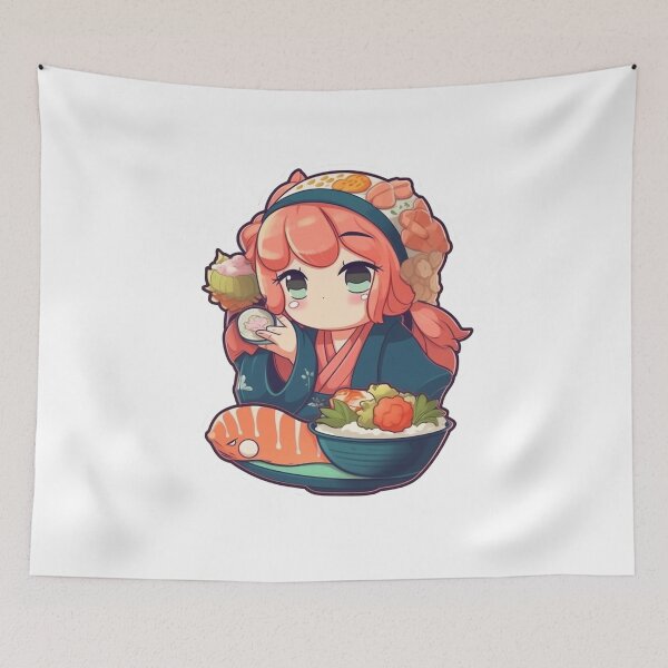 Artikelvorschau, Super nettes Chibi-Anime-Mädchen, das isst entworfen und verkauft von VersatileImages.