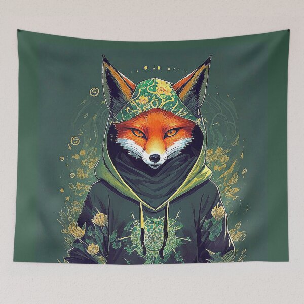 Item preview, Hip hop fox with flowers hoodie designed and sold by Minpadesign.