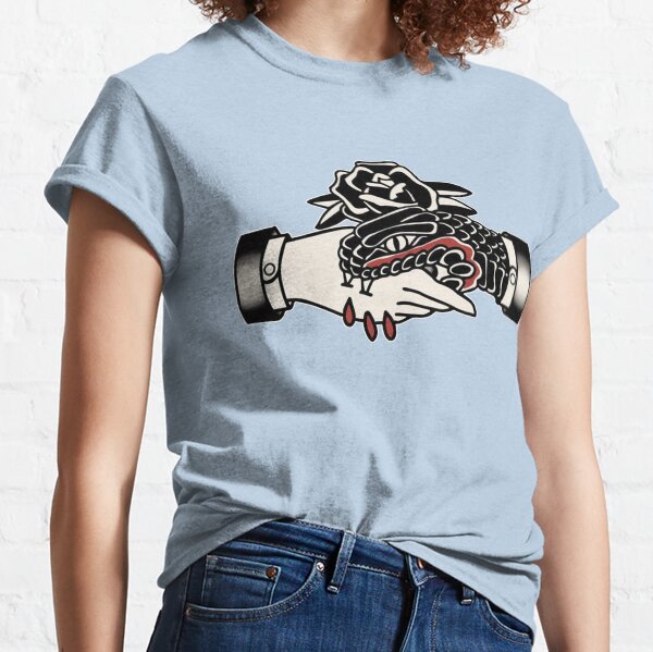 Item preview, Traditional Trust No One Serpent Shaking Hand and Black Rose Tattoo designed and sold by Cesar Caligula.