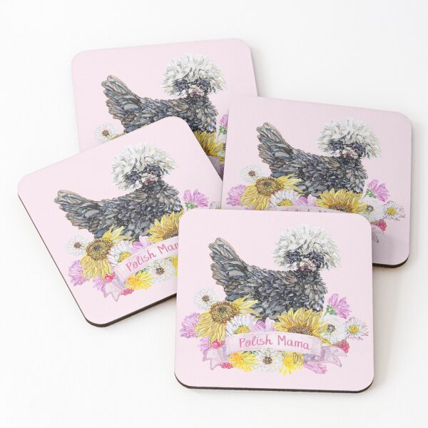 Item preview, Polish Chicken Mama - White Crested Hen with Summer Flowers designed and sold by becca-boyce.