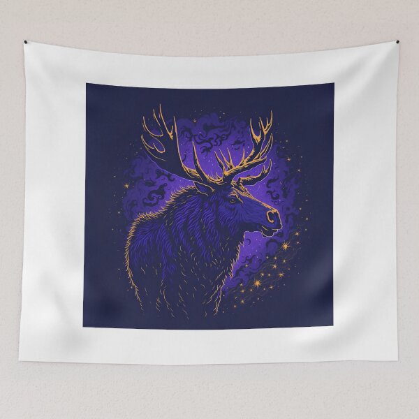 Item preview, Majestic Moose in Starry Night: Rembrandt Style T-Shirt Design with UHD Detailing and Luminous Graphics Engine designed and sold by RedArtG09.
