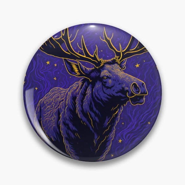 Item preview, Golden Moose in Violet Night Sky: High Quality T-Shirt Design with Stunning Studio Graphics and Black Background designed and sold by RedArtG09.