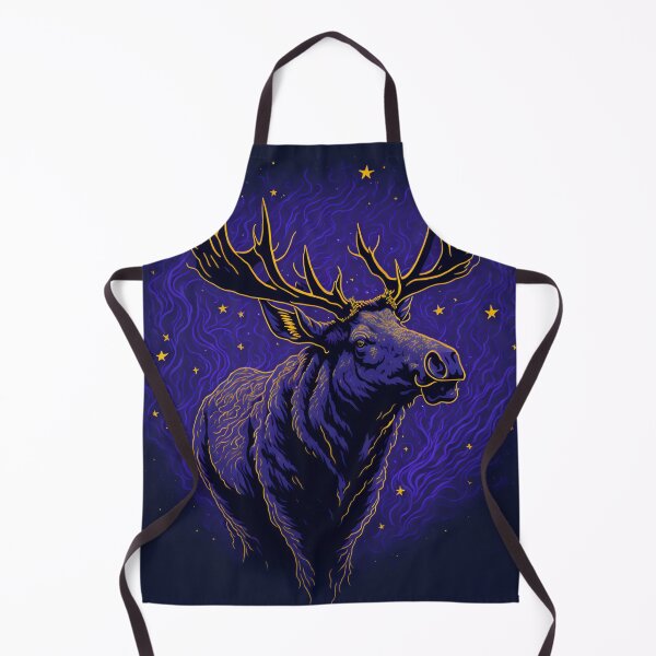 Item preview, Golden Moose in Violet Night Sky: High Quality T-Shirt Design with Stunning Studio Graphics and Black Background designed and sold by RedArtG09.