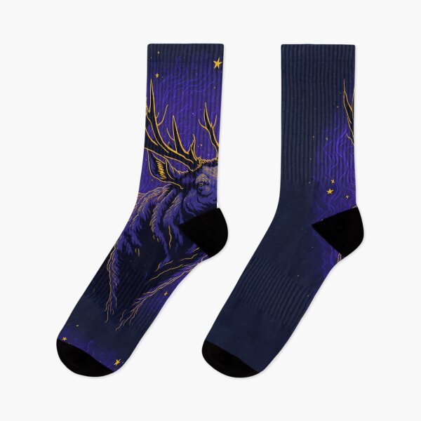 Item preview, Golden Moose in Violet Night Sky: High Quality T-Shirt Design with Stunning Studio Graphics and Black Background designed and sold by RedArtG09.
