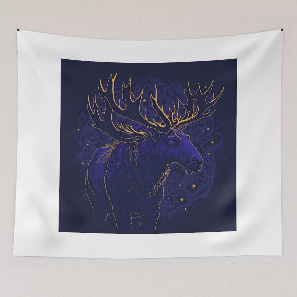 Item preview, Violet Night Moose: Artistic T-Shirt Design with High-Quality Printing and Luminous Studio Graphics designed and sold by RedArtG09.