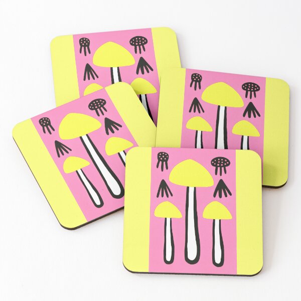 Item preview, Neon Mystical Journey of Yellow Mushrooms designed and sold by PinkNomad.