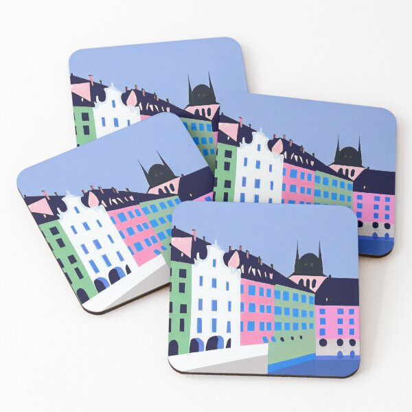 Item preview, Vibrant Zurich Bold Skyline Travel Art Print designed and sold by PinkNomad.
