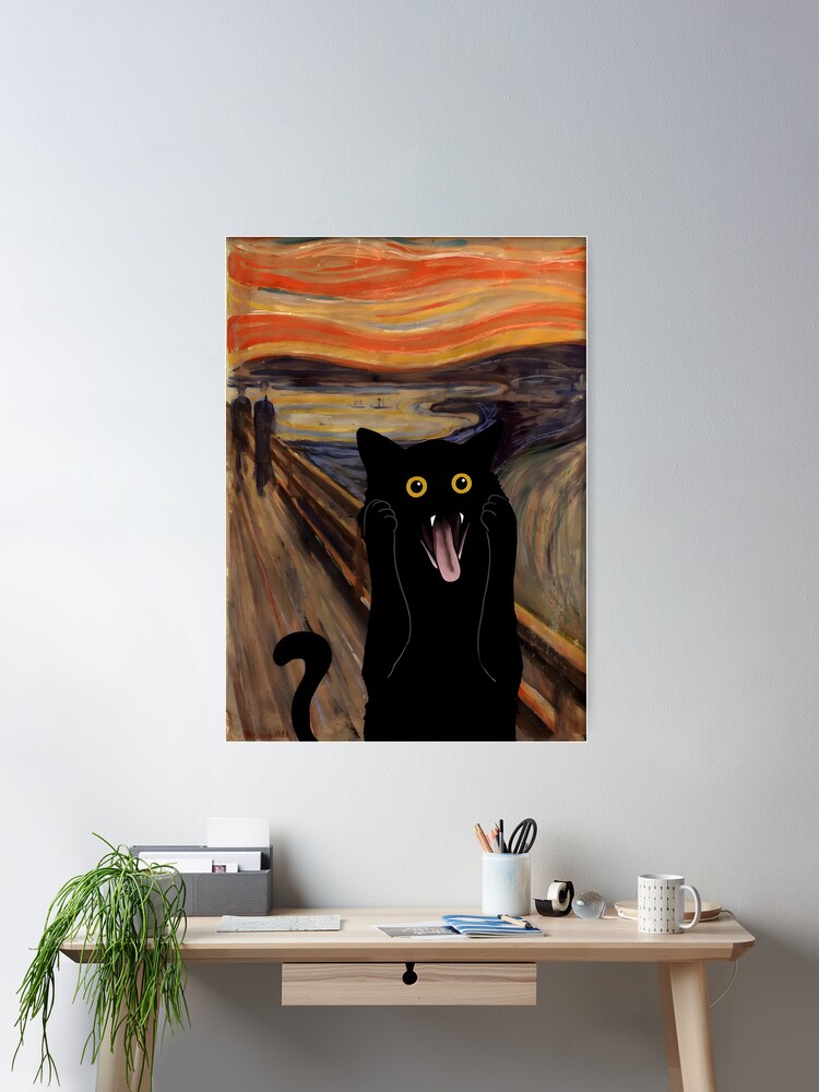 Thumbnail 1 of 3, Poster, Cat Poster The Scream Cat designed and sold by outdoorway.
