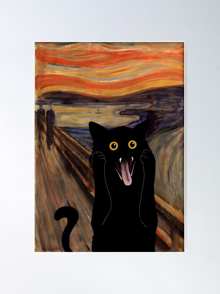 Thumbnail 2 of 3, Poster, Cat Poster The Scream Cat designed and sold by outdoorway.