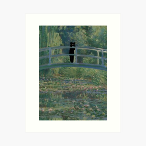 Item preview, Cat Print Monet Water Lilies Bridge  designed and sold by outdoorway.