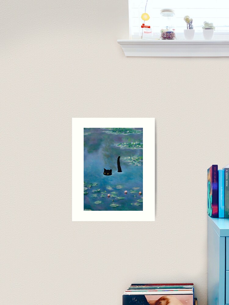 Thumbnail 2 von 3, Kunstdruck, Katzen-Druck Monet Waterlily designt und verkauft von outdoorway.