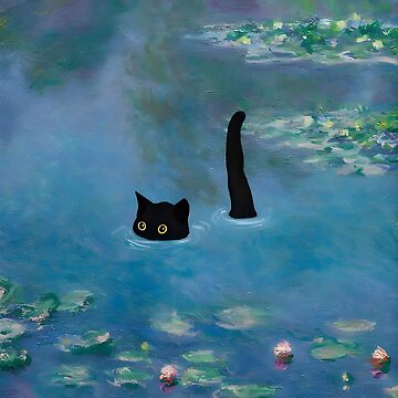 Cat Print Monet Waterlily