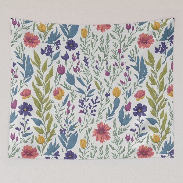 Aperçu de l'œuvre boho fleurs patten rouge rouge bleu créée et vendue par jkrphoto.