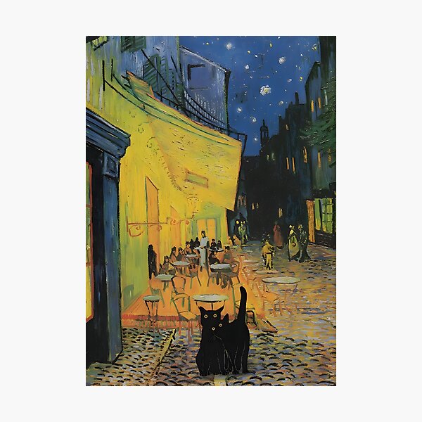 Item preview, Cat Print Vincent Van Gogh Terrasse Des Cafes designed and sold by outdoorway.