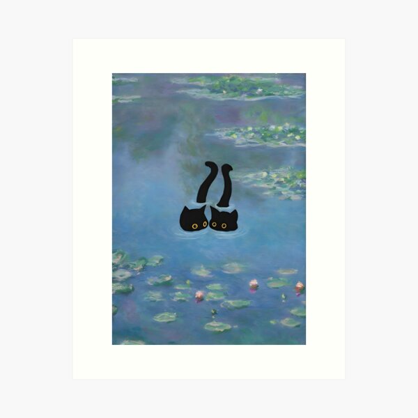 Item preview, Two Cat Print Monet Waterlily  designed and sold by outdoorway.
