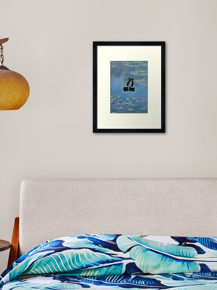 Thumbnail 1 of 7, Framed Art Print, Two Cat Print Monet Waterlily designed and sold by outdoorway.