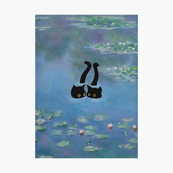 Item preview, Two Cat Print Monet Waterlily  designed and sold by outdoorway.