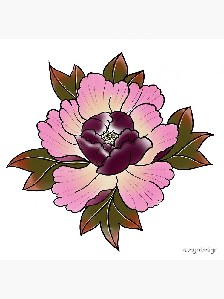 Japanese Peony Flower Tattoo Design