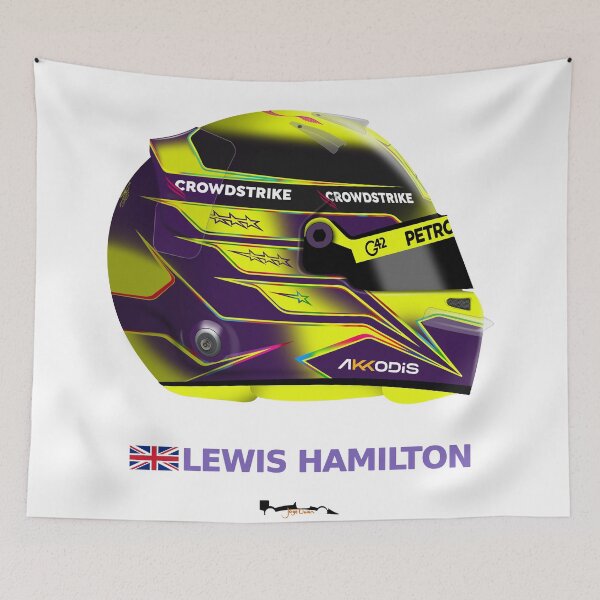 Item preview, Lewis Hamilton Helmet 2023 - NO MONSTER LOGOS designed and sold by JageOwen.