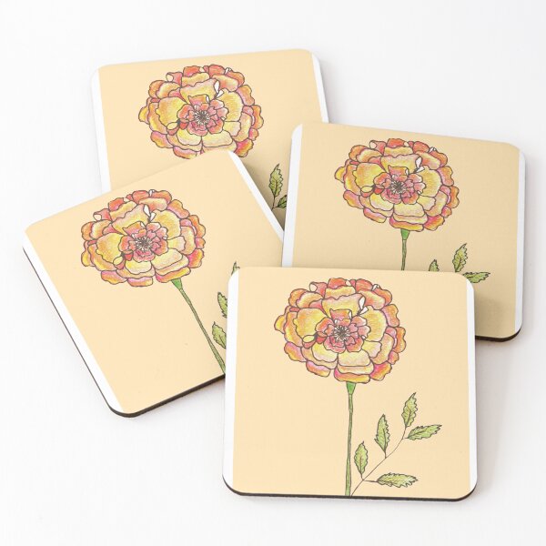 Item preview, Marigold flower drawing. designed and sold by FlowerGirlinHat.