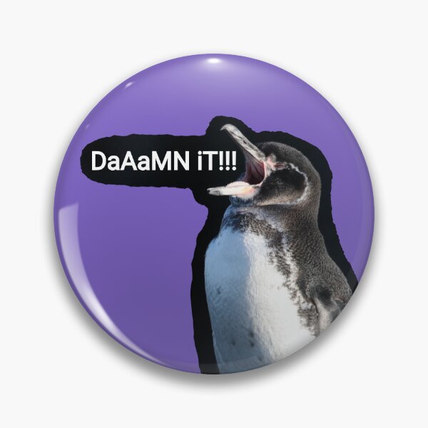 Artikelvorschau, Light Purple background Galapagos Penguin says Damn It (#795FC1) entworfen und verkauft von SBPenguins.