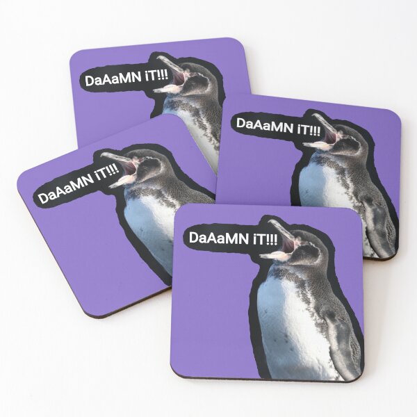 Artikelvorschau, Light Purple background Galapagos Penguin says Damn It (#795FC1) entworfen und verkauft von SBPenguins.