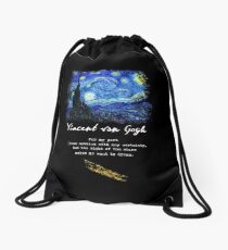 Vincent Van Gogh "Starry Night", Poem / Quote, Signature. Drawstring Bag