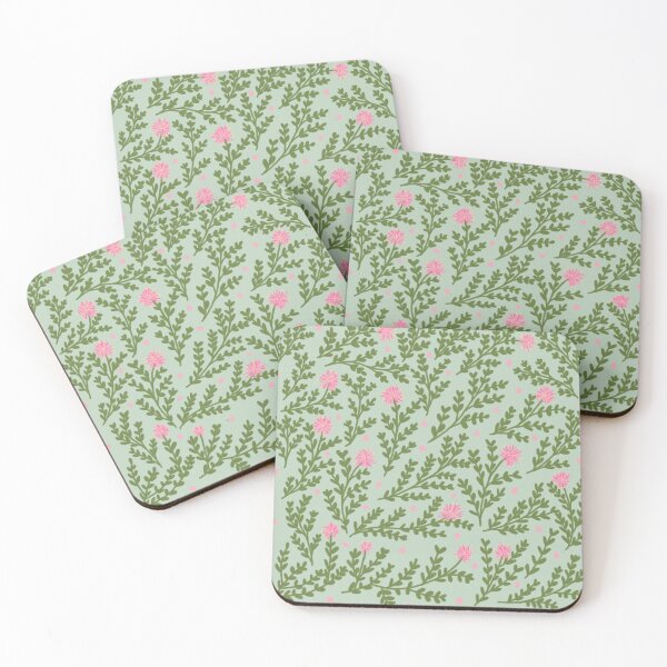Item preview,  Elegant Mimosa pattern with mint background.  designed and sold by FlowerGirlinHat.