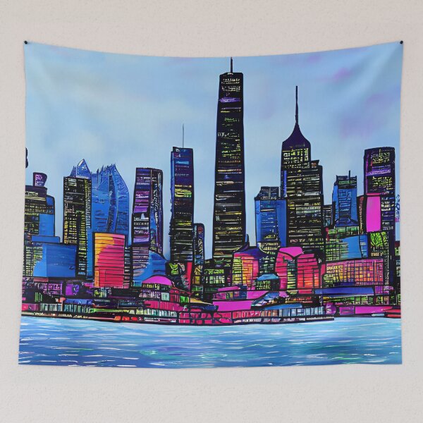 Aperçu de l'œuvre Skyline dans le style du célèbre art n ° 64 créée et vendue par CRAFTER-MEDIA.