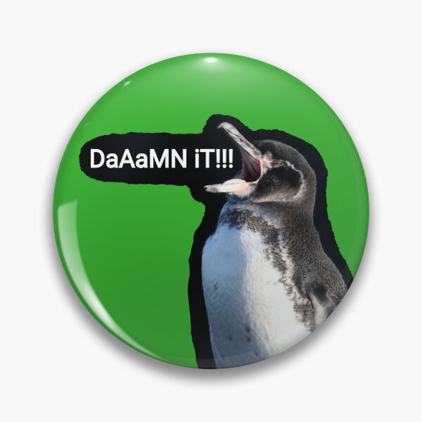 Artikelvorschau, Bright Green background Galapagos Penguin says Damn It (#35B02C) entworfen und verkauft von SBPenguins.