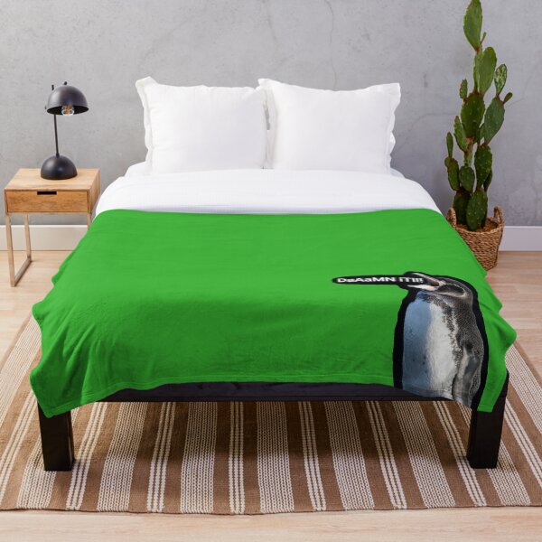 Item preview, Bright Green background Galapagos Penguin says Damn It (#35B02C) designed and sold by SBPenguins.