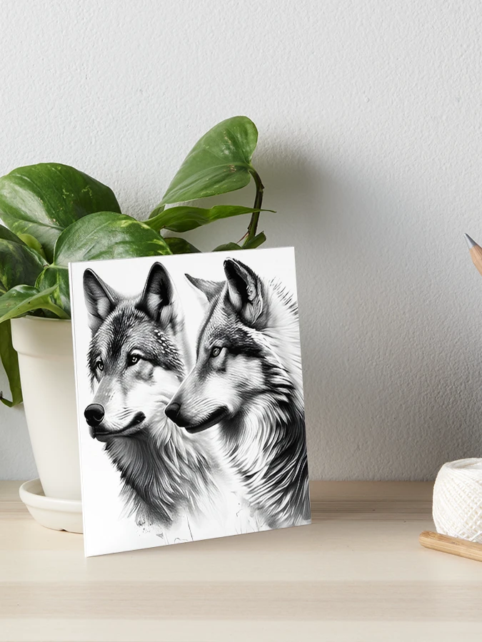 Two Wolves pencil drawing 