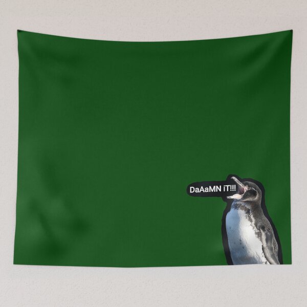 Artikelvorschau, Dark Green background Galapagos Penguin says Damn It (#014606 entworfen und verkauft von SBPenguins.
