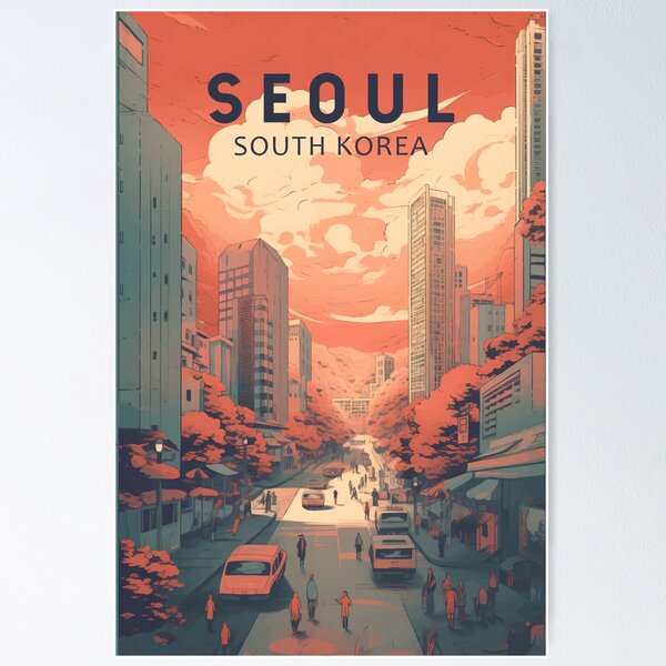 Item preview, Seoul South Korea Illustration Travel Retro Vintage designed and sold by KrisSidDesigns.