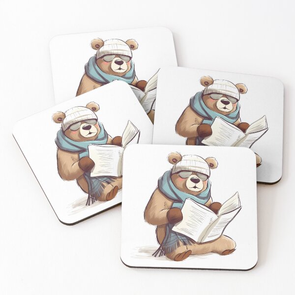Item preview, Bear reading the newspaper with glasses, hat, and scarf, welcoming winter designed and sold by SingularityGeek.
