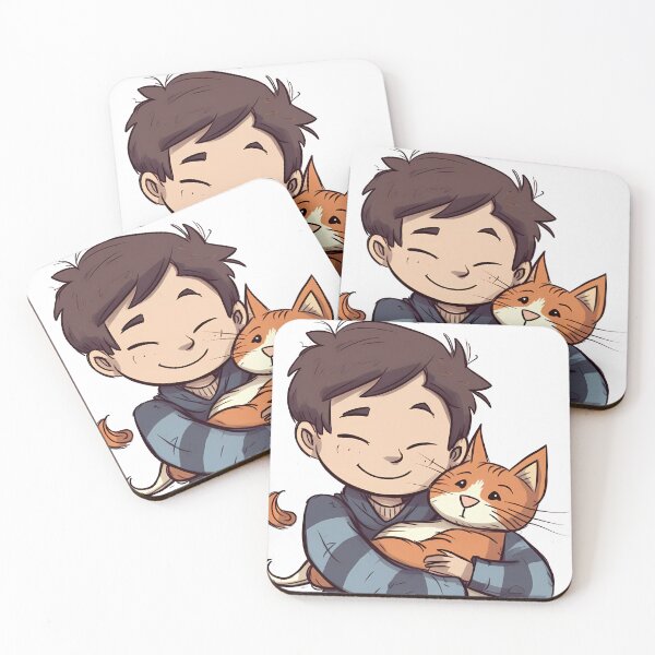 Item preview, Child adopting an orange stray kitten designed and sold by SingularityGeek.