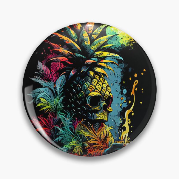 Artikelvorschau, Trippy Tiki Ananas-Schädel im Mondlicht entworfen und verkauft von MindWave THC.