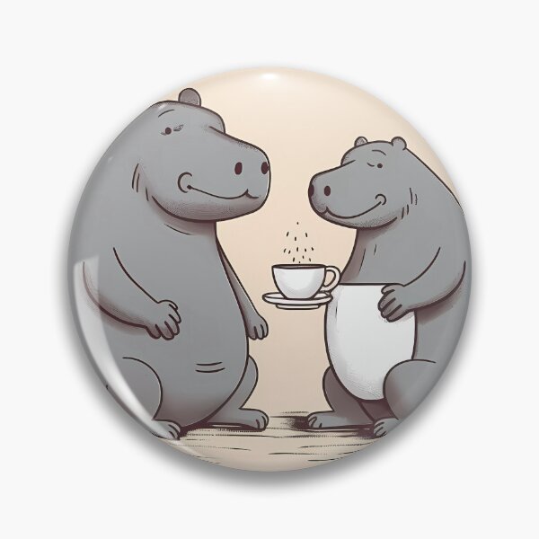 Artikelvorschau, Hippo mom and dad sharing a cup of coffee together entworfen und verkauft von SingularityGeek.
